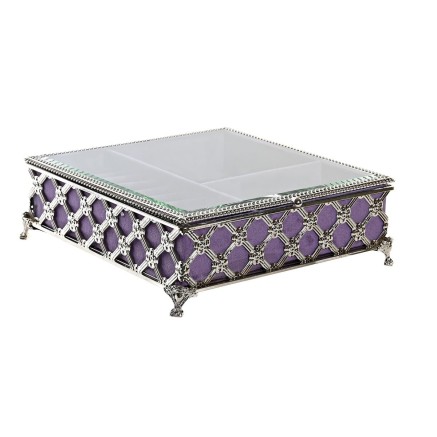 Doos-Juwelenkistje DKD Home Decor Kristal Metaal Zilverkleurig Lila 22