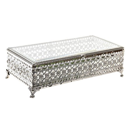 Doos-Juwelenkistje DKD Home Decor Kristal Zilverkleurig Metaal 25,5 x