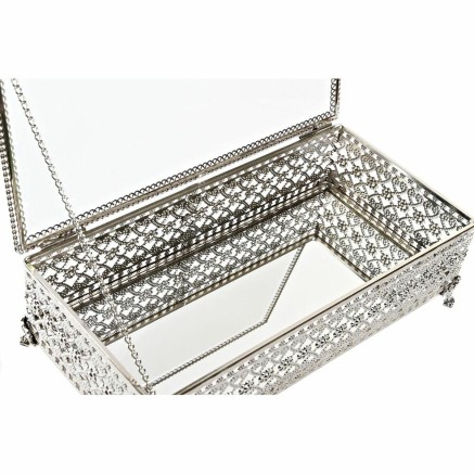 Scatola-Portagioie DKD Home Decor Cristallo Argentato Metallo (25,5 x 2