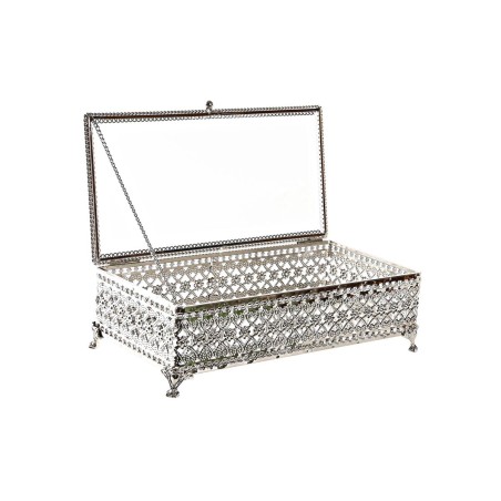 Doos-Juwelenkistje DKD Home Decor Kristal Zilverkleurig Metaal 25,5 x