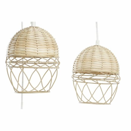 Lampadario DKD Home Decor Bianco Marrone Chiaro 220 V 50 W (38 x 38 x