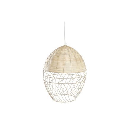Lámpara de Techo DKD Home Decor Metal Blanco Marrón claro Ratán 50