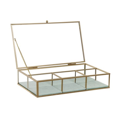 Scatola-Portagioie DKD Home Decor Cristallo Metallo Verde Grigio chiar