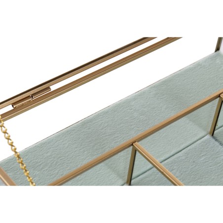 Scatola-Portagioie DKD Home Decor Cristallo Metallo Verde Grigio chiar
