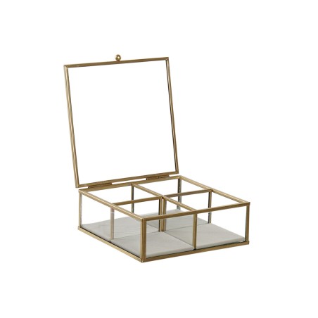 Caja-Joyero DKD Home Decor Verde Gris claro Metal Cristal 15 x 15 x 5,