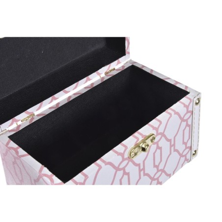 Juego de Cajas Decorativas DKD Home Decor Lienzo Madera Naranja Blanco