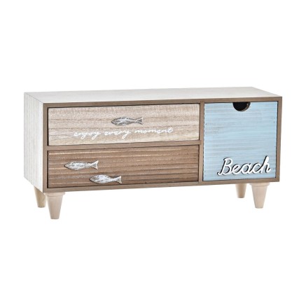 Scatola-Portagioie DKD Home Decor Marrone Turchese Legno 34 x 13 x 16