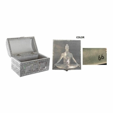 Boîte à bijoux DKD Home Decor Vert Argenté Bois Aluminium 25 x 15 x 2
