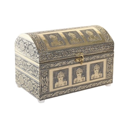 Caja-Joyero DKD Home Decor 25 x 15,5 x 18 cm Champán Beige Madera Alu