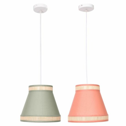 Lampadario DKD Home Decor 30 x 30 x 28 cm Naturale Arancio Verde Ratta