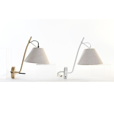Lámpara de Pared DKD Home Decor Dorado Metal Lino Blanco 50 W Moderno