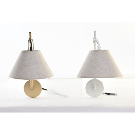 Lámpara de Pared DKD Home Decor Dorado Metal Lino Blanco 50 W Moderno
