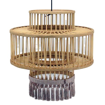Plafondlamp DKD Home Decor Bruin Beige 50 W Franjes Stads 220 V 45 x 4