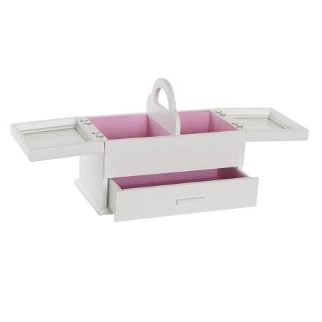 Doos-Juwelenkistje DKD Home Decor 16 x 17 x 28 cm Wit Licht Roze Hout