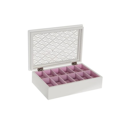 Boîte d'horloge DKD Home Decor Blanc Rose clair Verre Bois MDF 29 x 2
