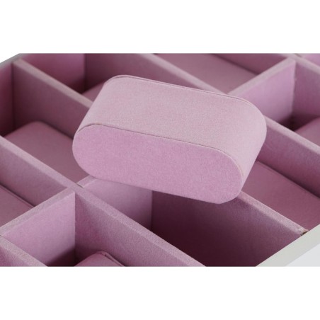 Custodia per orologi DKD Home Decor Bianco Rosa chiaro Cristallo Legno