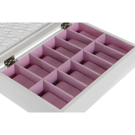 Uhrenbox DKD Home Decor Weiß Hellrosa Kristall Holz MDF 29 x 20 x 9 c