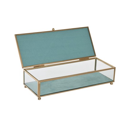 Box-Schmuckkästchen DKD Home Decor Kristall Metall türkis Himmelsbla 2