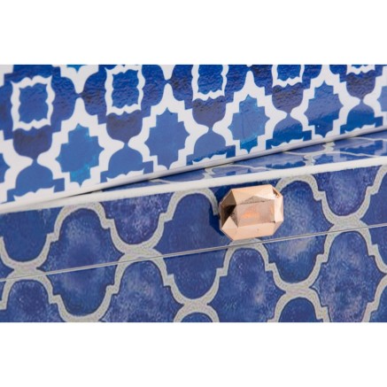 Doos-Juwelenkistje DKD Home Decor Blauw Marineblauw Hout 24 x 20 x 8 c 2