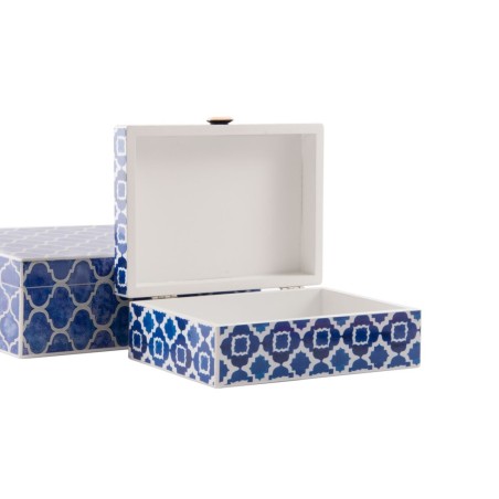 Doos-Juwelenkistje DKD Home Decor Blauw Marineblauw Hout 24 x 20 x 8 c