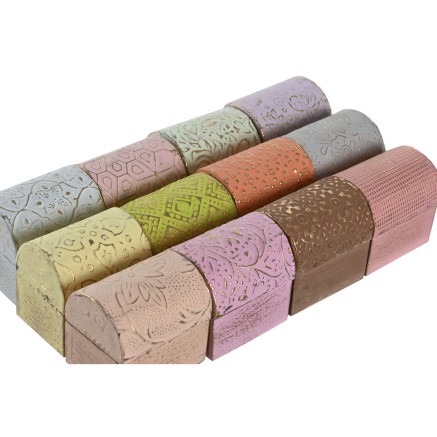 Jewelry box DKD Home Decor Multicolour Metal Mango wood 4 x 5 x 5 cm ( 2