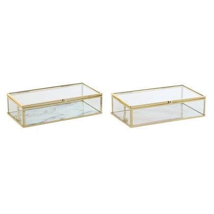 Jewelry box DKD Home Decor Golden Metal Crystal 20 x 11 x 5 cm 22 x 12