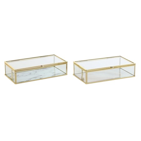 Scatola-Portagioie DKD Home Decor Dorato Metallo Cristallo 20 x 11 x 5