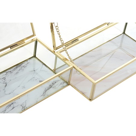Caja-Joyero DKD Home Decor Dorado Metal Cristal 20 x 11 x 5 cm 22 x 12
