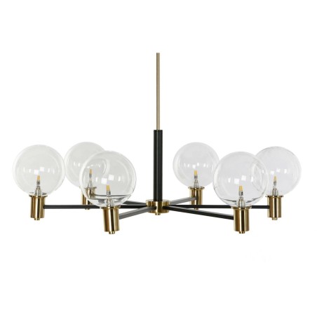 Lampadario DKD Home Decor 83 x 83 x 128 cm Cristallo Nero Dorato Metal