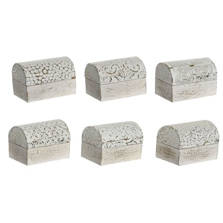 Caja-Joyero DKD Home Decor Blanco Dorado Aluminio Madera de mango 7,5