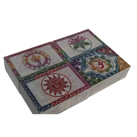 Box-Schmuckkästchen DKD Home Decor Bunt Stein 15 x 10 x 5 cm (4 Stüc 2