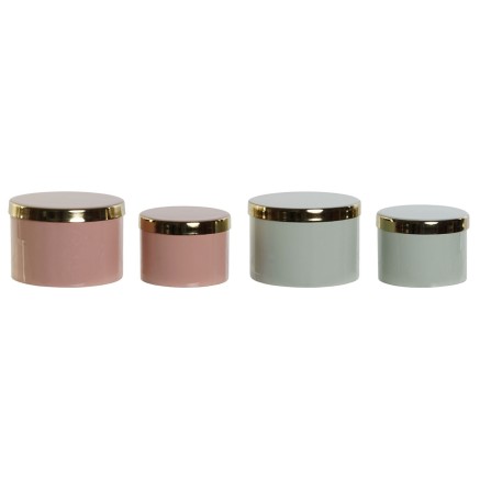 Boîte à bijoux DKD Home Decor Vert Corail Fer 13 x 13 x 9 cm (2 Piè