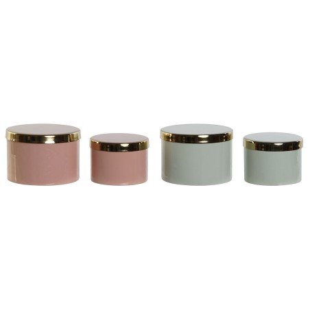 Boîte à bijoux DKD Home Decor Vert Corail Fer 13 x 13 x 9 cm (2 Piè