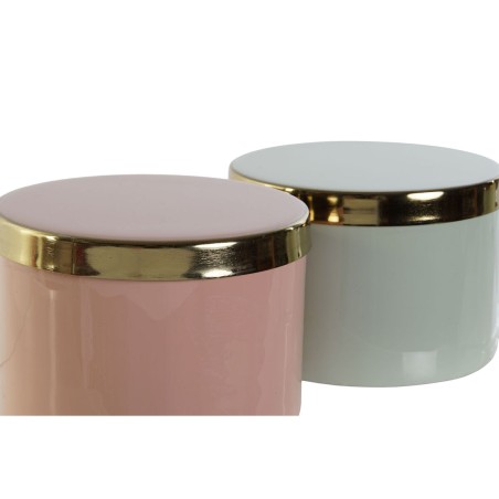 Caja-Joyero DKD Home Decor Verde Coral Hierro 13 x 13 x 9 cm (2 Piezas