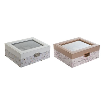 Uhrenbox DKD Home Decor Blau Hellrosa Kristall 22,5 x 19,5 x 9,5 cm (2