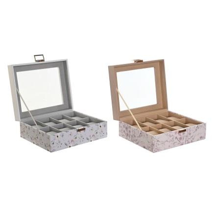 Uhrenbox DKD Home Decor Blau Hellrosa Kristall 22,5 x 19,5 x 9,5 cm (2 2
