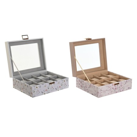 Caja para Relojes DKD Home Decor Azul Rosa claro Cristal 22,5 x 19,5 x