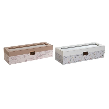 Caja para Relojes DKD Home Decor Azul Rosa claro Cristal 33 x 11 x 9 c
