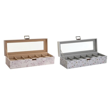 Caja para Relojes DKD Home Decor Azul Rosa claro Cristal 33 x 11 x 9 c 2