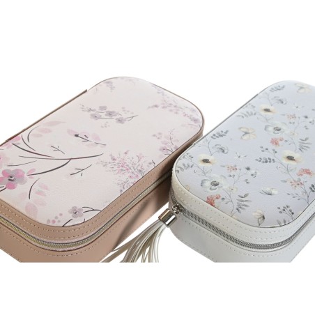 Jewelry box DKD Home Decor Blue Grey Camel Light Pink Polyurethane Mir