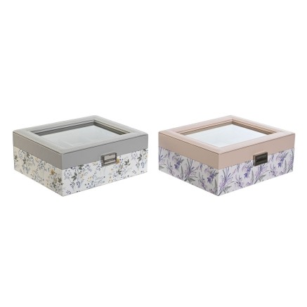 Caja para Relojes DKD Home Decor Blanco Gris Lila Rosa claro PVC Crist