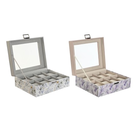 Caja para Relojes DKD Home Decor Blanco Gris Lila Rosa claro PVC Crist 2