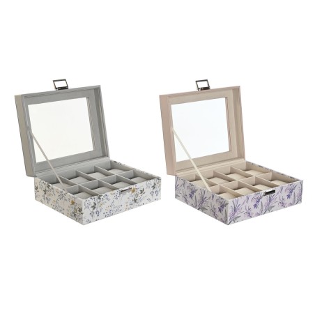 Uhrenbox DKD Home Decor Weiß Grau Lila Hellrosa PVC Kristall 22,5 x 1