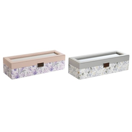 Uhrenbox DKD Home Decor Weiß Grau Lila Hellrosa Kristall 33 x 11 x 9