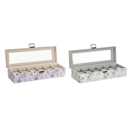 Caja para Relojes DKD Home Decor Blanco Gris Lila Rosa claro Cristal 3 2