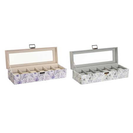 Boîte d'horloge DKD Home Decor Blanc Gris Lila Rose clair Verre 33 x