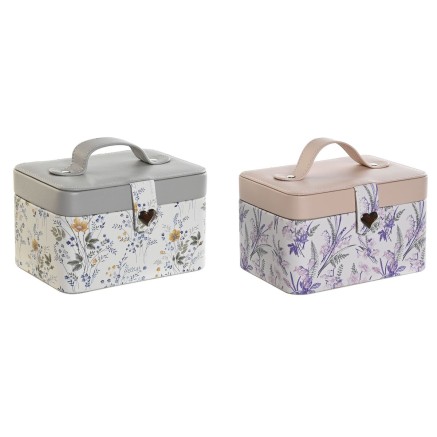 Scatola-Portagioie DKD Home Decor Bianco Grigio Lilla Rosa chiaro Poli