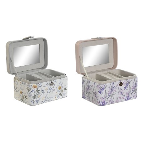 Caja-Joyero DKD Home Decor Blanco Gris Lila Rosa claro Poliuretano Esp
