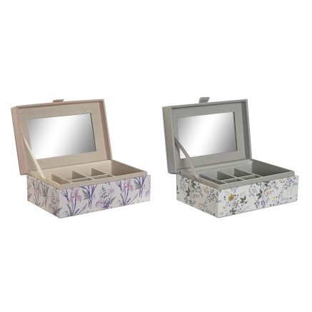 Scatola-Portagioie DKD Home Decor Bianco Grigio Lilla Poliuretano 18 x 2