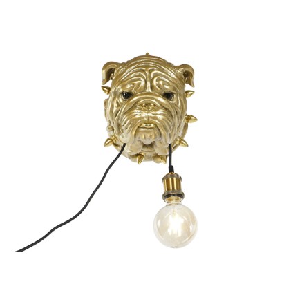 Lámpara de Pared Home ESPRIT Dorado Resina 50 W Moderno Bulldog 220 V 2